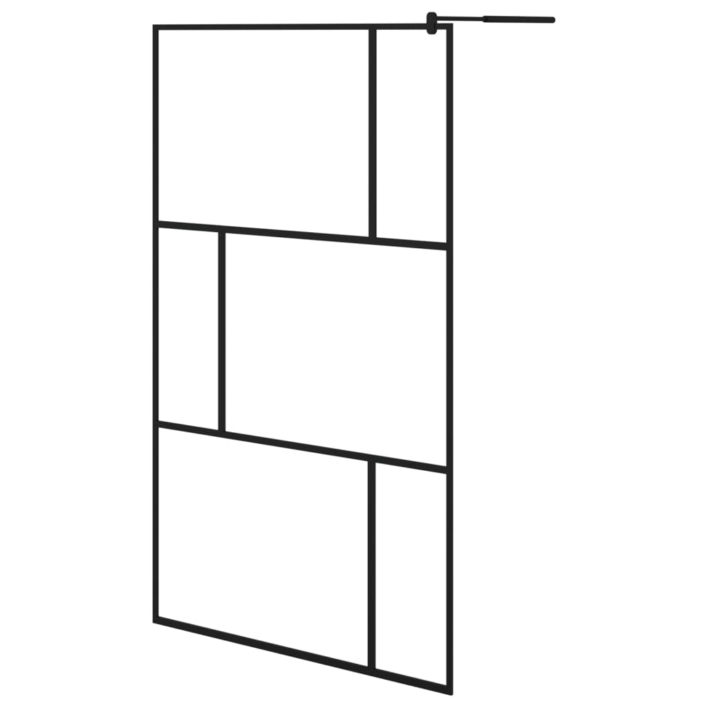 VidaXL Inloopdouchewand met schap 115x195 cm ESG-glas aluminium zwart