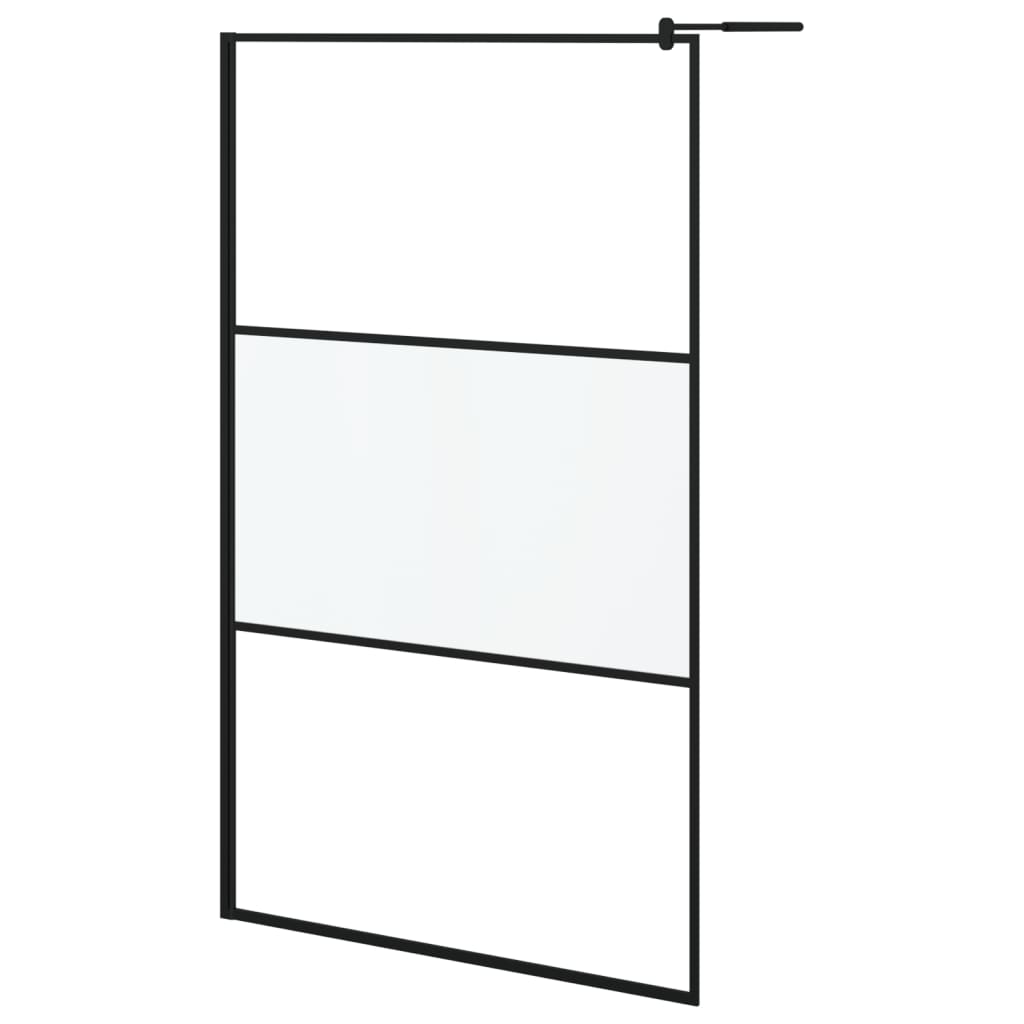 VidaXL Inloopdouchewand met schap 115x195 cm ESG-glas aluminium zwart