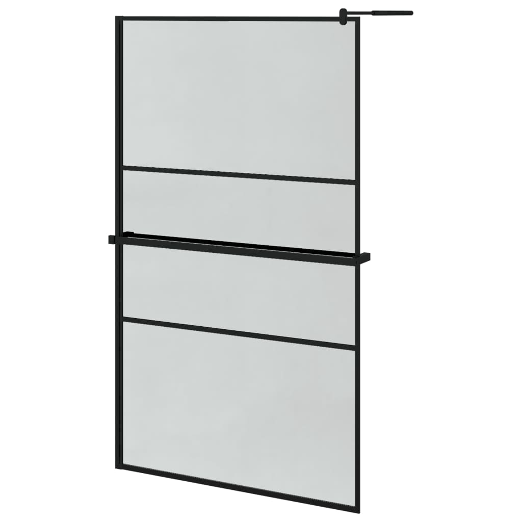 VidaXL Inloopdouchewand met schap 115x195 cm ESG-glas aluminium zwart