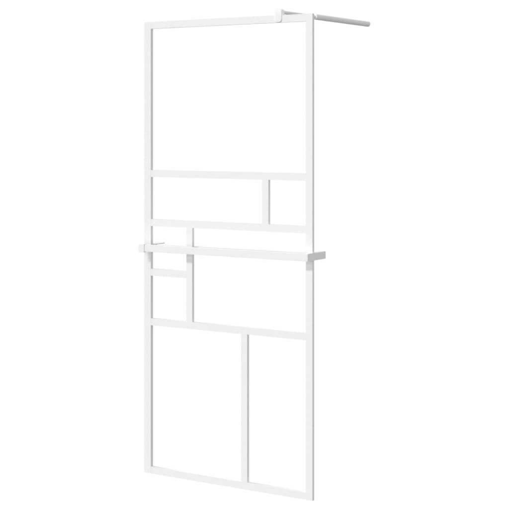 VidaXL Inloopdouchewand met schap 90x195 cm ESG-glas aluminium wit