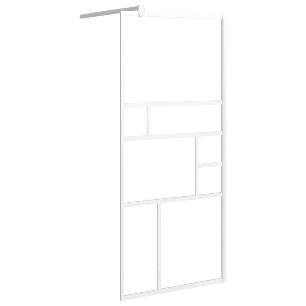 VidaXL Inloopdouchewand met schap 90x195 cm ESG-glas aluminium wit