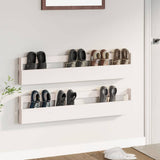 Vidaxl wandschoenenrekken 2 st 110x9x23 cm massief grenenhout wit