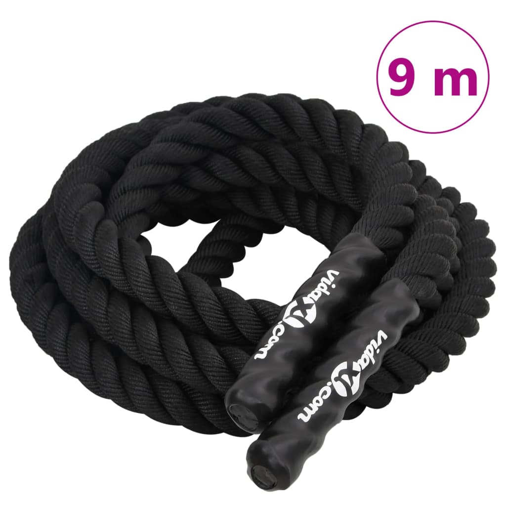 Vidaxl battle rope 9 m 6,8 kg polyester zwart