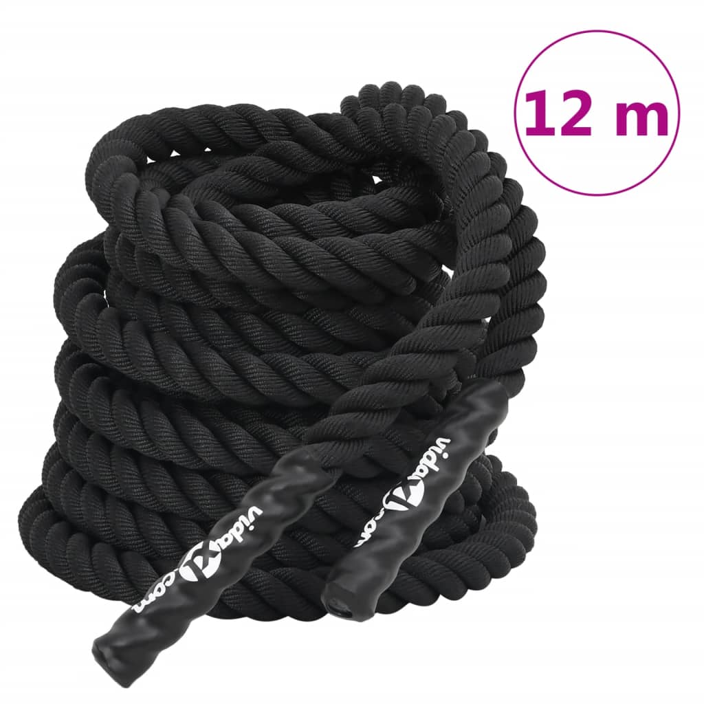 Vidaxl battle rope 12 m 9 kg polyester zwart