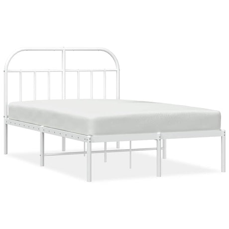 Vidaxl bedframe met hoofdbord metaal wit 135x190 cm