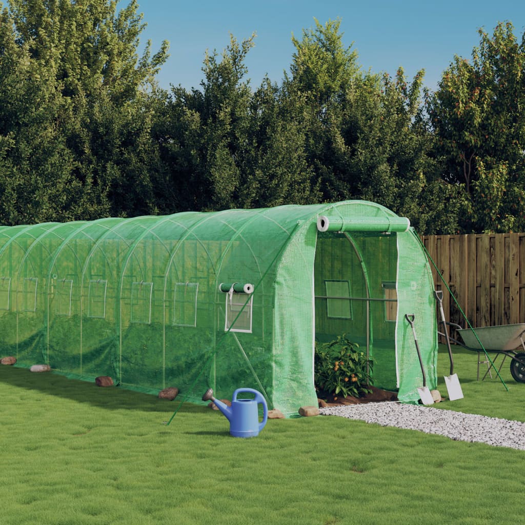 VidaXL Tuinkas met stalen frame 28 m² 14x2x2 m groen