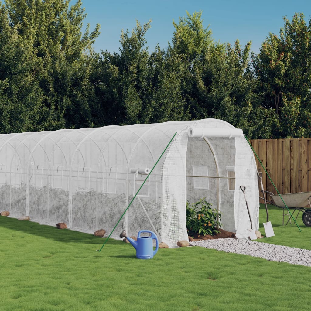 VidaXL Tuinkas met stalen frame 32 m² 16x2x2 m wit