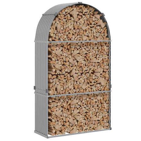 Vidaxl haardhoutopslag 120x45x210 cm gegalvaniseerd staal lichtgrijs