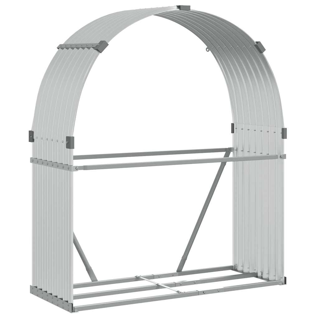 Vidaxl haardhoutopslag 120x45x140 cm gegalvaniseerd staal zilverkleur