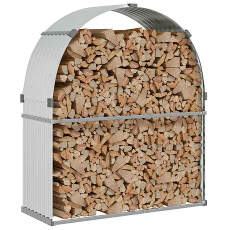 Vidaxl haardhoutopslag 120x45x140 cm gegalvaniseerd staal zilverkleur