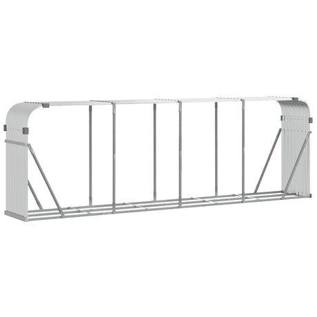 Vidaxl haardhoutopslag 300x45x100 cm gegalvaniseerd staal zilverkleur
