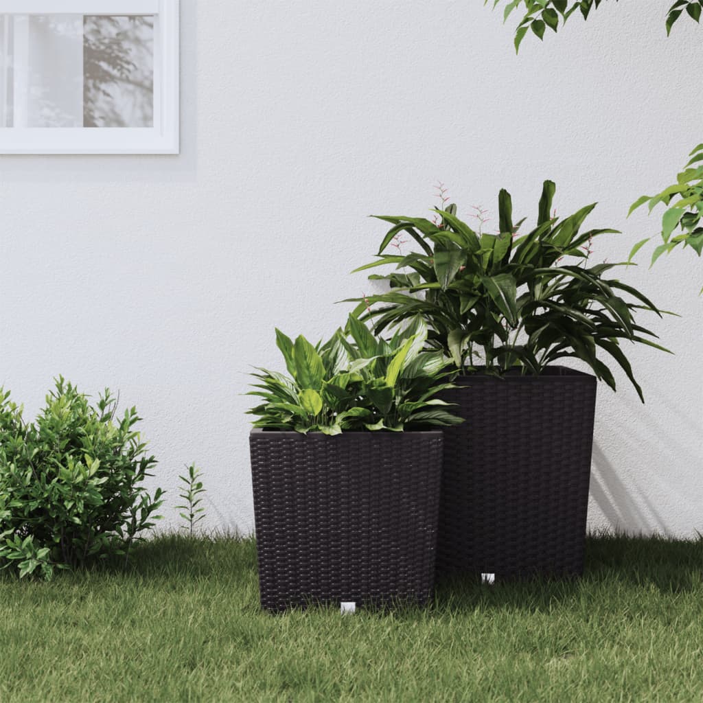 Vidaxl plantenbak met uitneembare bak rattan-look 21 32 l pp bruin