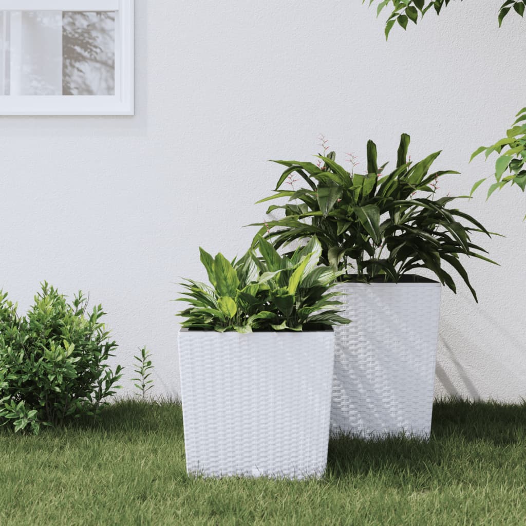 Vidaxl plantenbak met uitneembare bak rattan-look 21 32 l pp wit