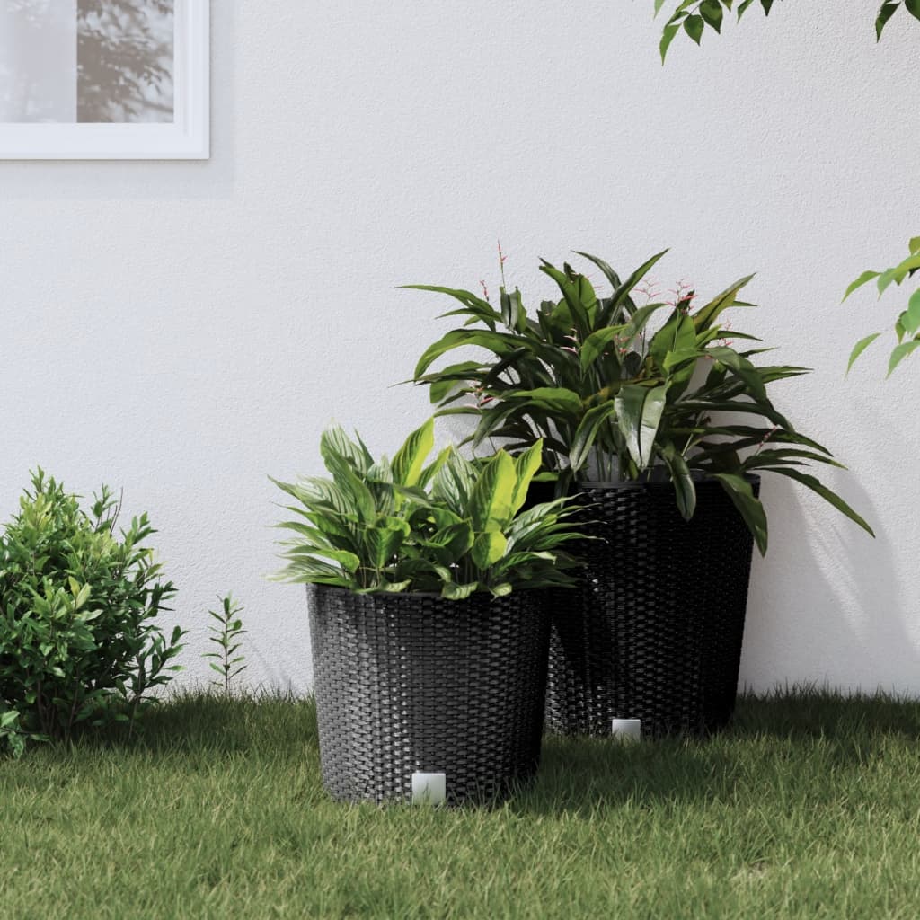 Vidaxl plantenbak uitneembare bak rattan-look 15 15,3 l pp antraciet