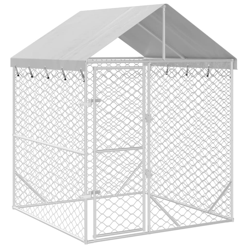 VidaXL Hondenkennel met dak 2x2x2,5 m gegalvaniseerd staal zilver