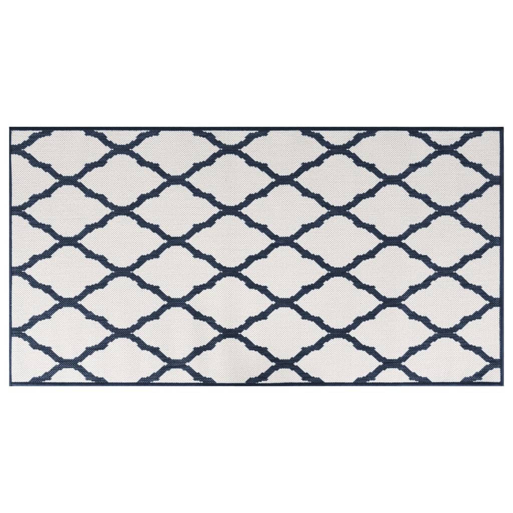 Vidaxl buitenkleed omkeerbaar 80x150 cm marineblauw en wit