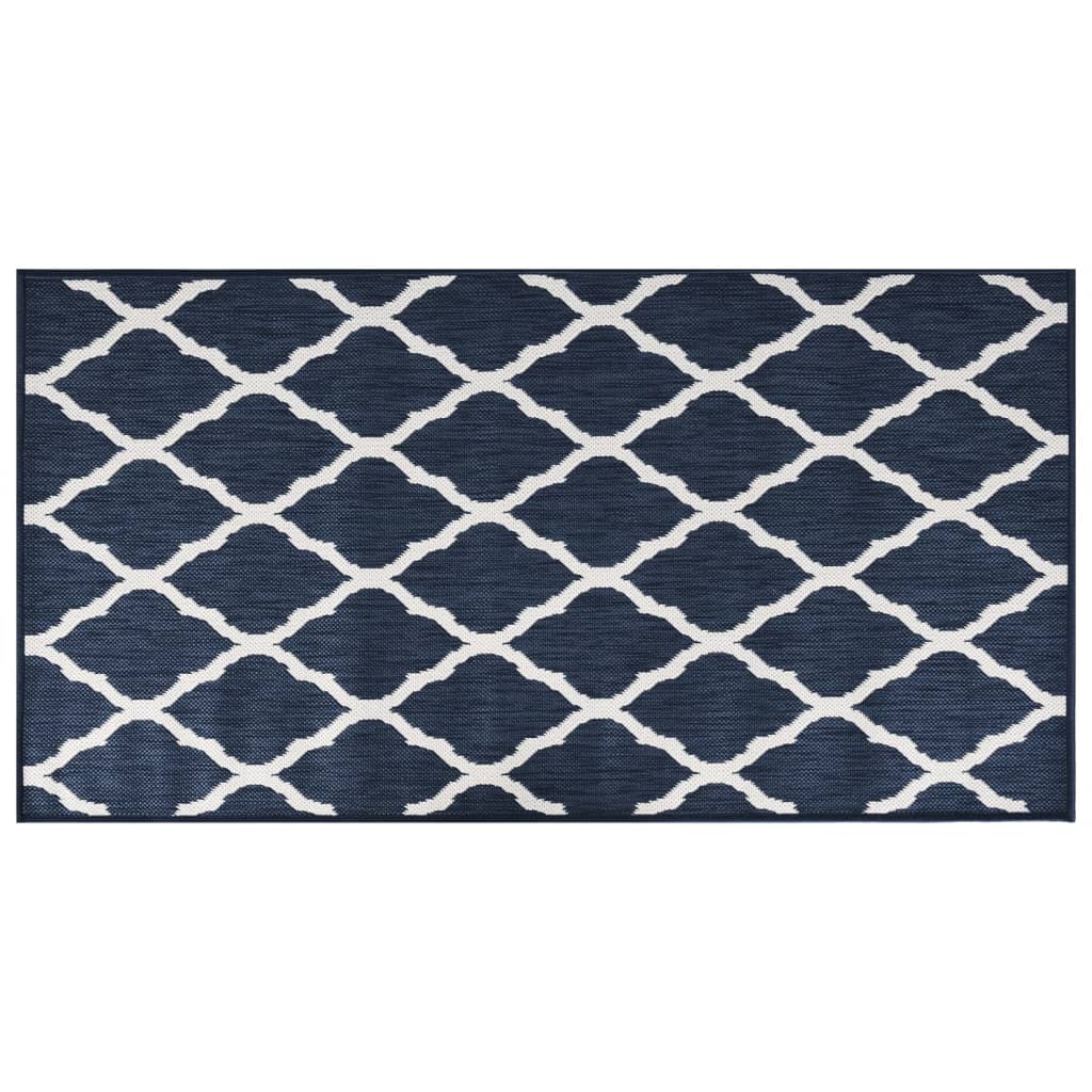 VidaXL Buitenkleed omkeerbaar 80x150 cm marineblauw en wit