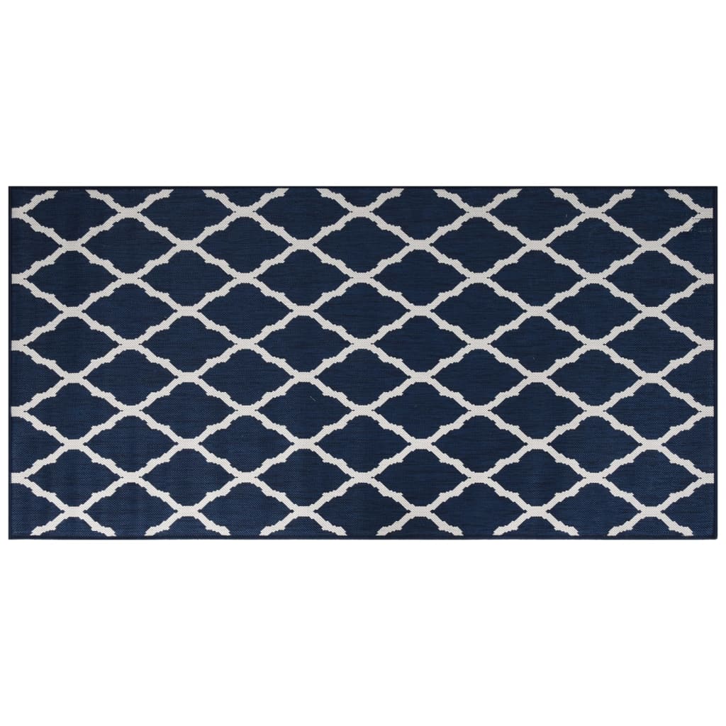 VidaXL Buitenkleed omkeerbaar 100x200 cm marineblauw en wit