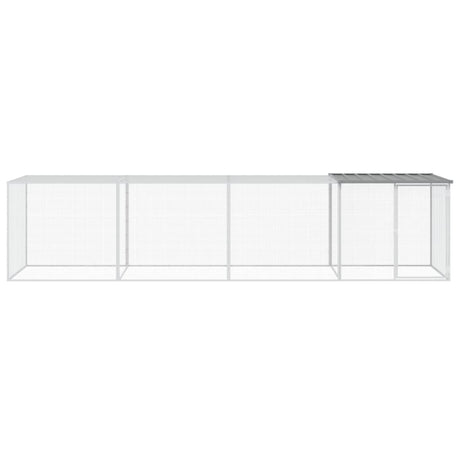 Vidaxl kippenhok met dak 403x98x90 cm gegalvaniseerd staal lichtgrijs
