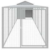 VidaXL Kippenhok met ren 117x609x123 cm staal lichtgrijs