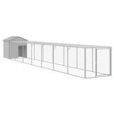 VidaXL Kippenhok met ren 117x813x123 cm staal lichtgrijs