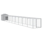 VidaXL Kippenhok met ren 117x1017x123 cm staal lichtgrijs