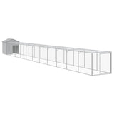 VidaXL Kippenhok met ren 117x1221x123 cm staal lichtgrijs