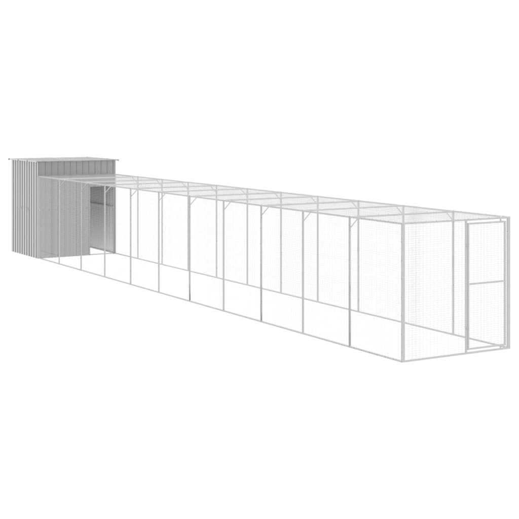 VidaXL Kippenhok met ren 165x1271x181 cm staal lichtgrijs