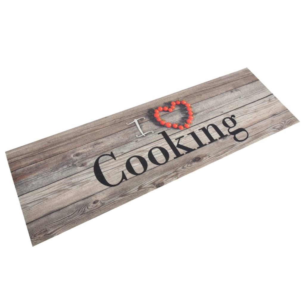 Vidaxl keukenmat wasbaar cooking-print 60x180 cm fluweel grijs