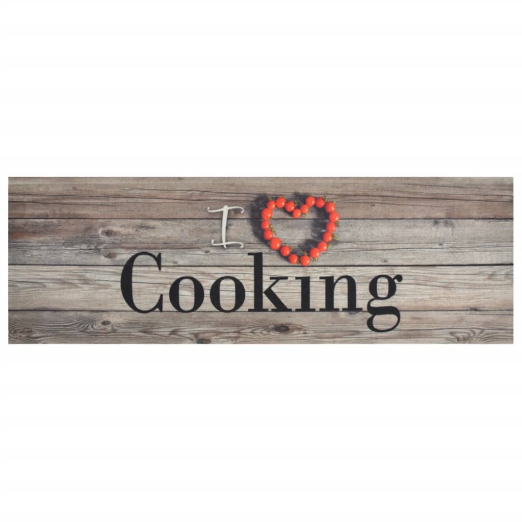 Vidaxl keukenmat wasbaar cooking-print 60x180 cm fluweel grijs