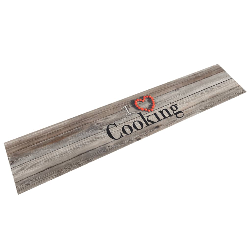 Vidaxl keukenmat wasbaar cooking-print 60x300 cm fluweel grijs