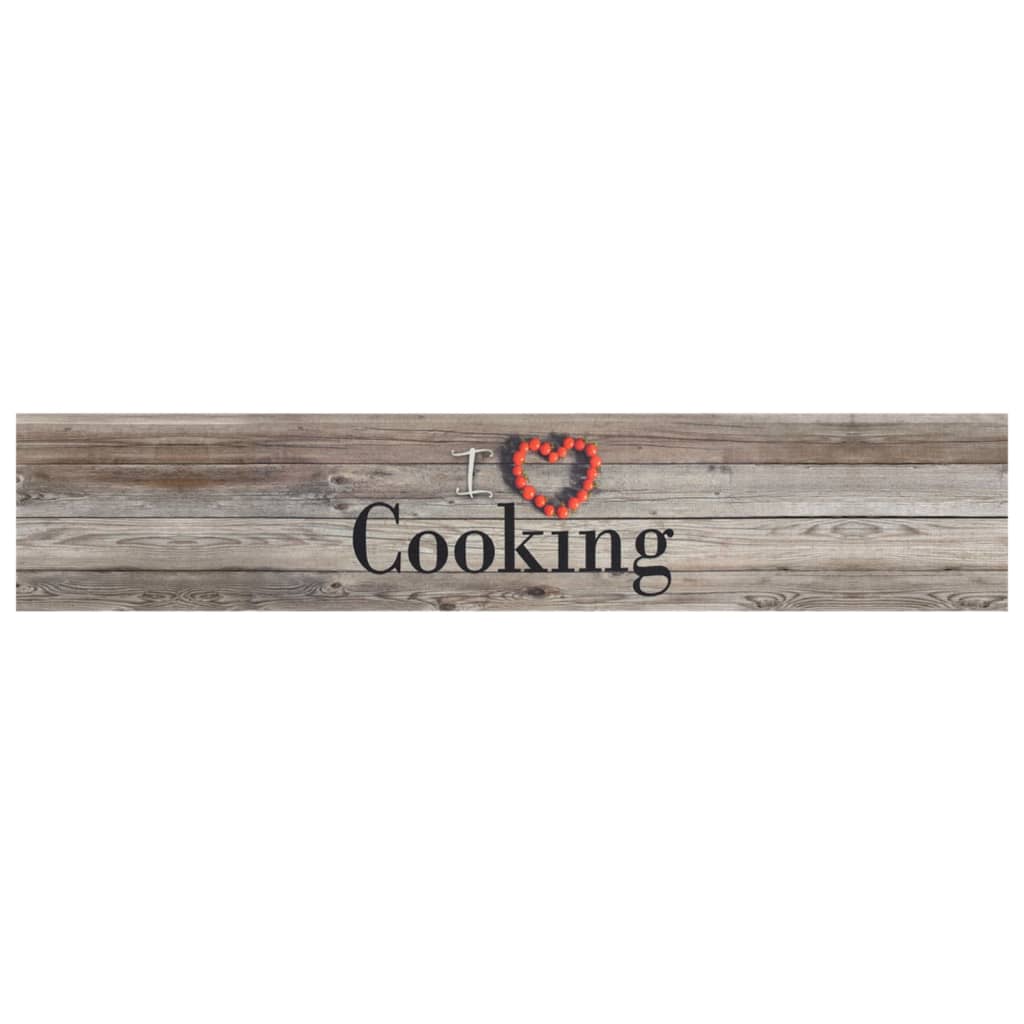 Vidaxl keukenmat wasbaar cooking-print 60x300 cm fluweel grijs