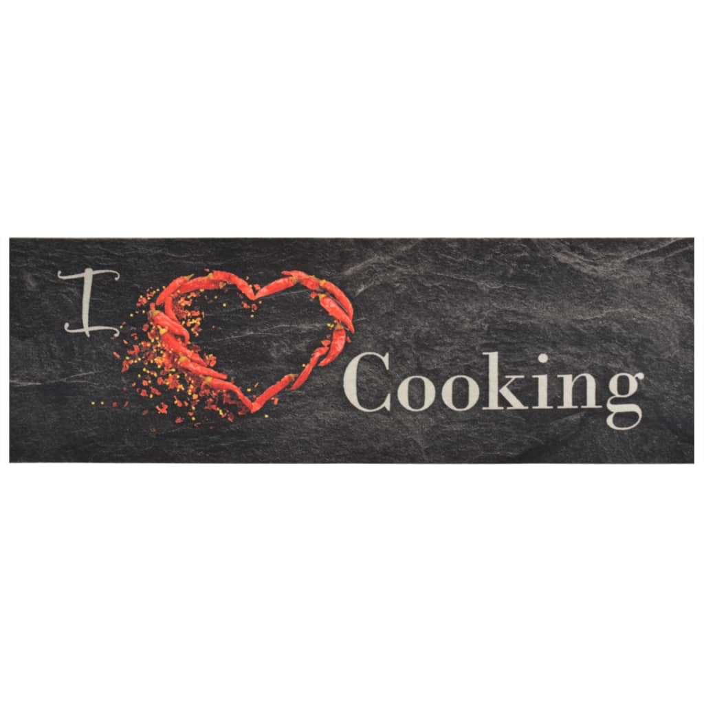 Vidaxl keukenmat wasbaar cooking-print 60x180 cm fluweel zwart