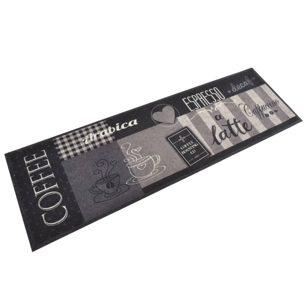 Vidaxl keukenmat wasbaar koffieprint 60x180 cm fluweel zwart