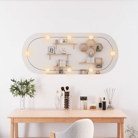 Vidaxl wandspiegel met led's ovaal 25x60 cm glas