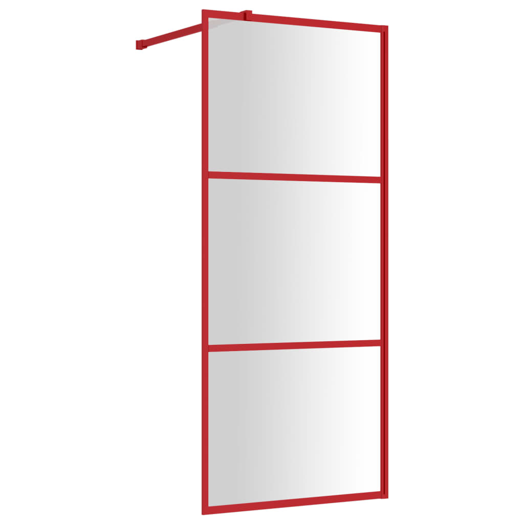 Vidaxl inloopdouchewand transparant 80x195 cm esg-glas rood