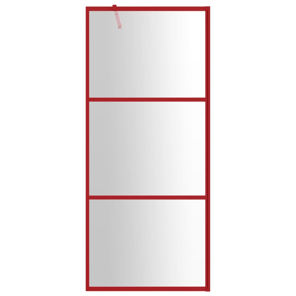 Vidaxl inloopdouchewand transparant 80x195 cm esg-glas rood