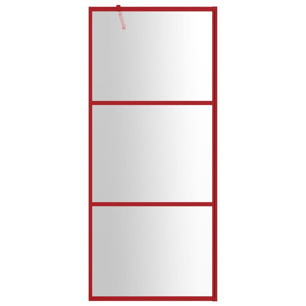 Vidaxl inloopdouchewand transparant 90x195 cm esg-glas rood