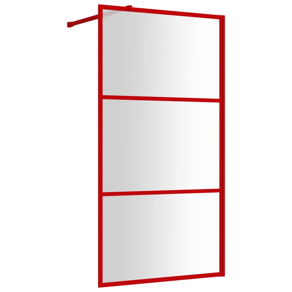 Vidaxl inloopdouchewand transparant 100x195 cm esg-glas rood