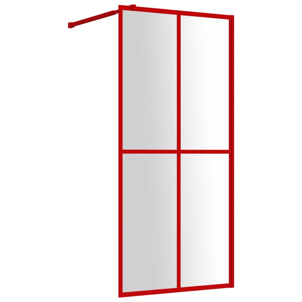 Vidaxl inloopdouchewand transparant 90x195 cm esg-glas rood