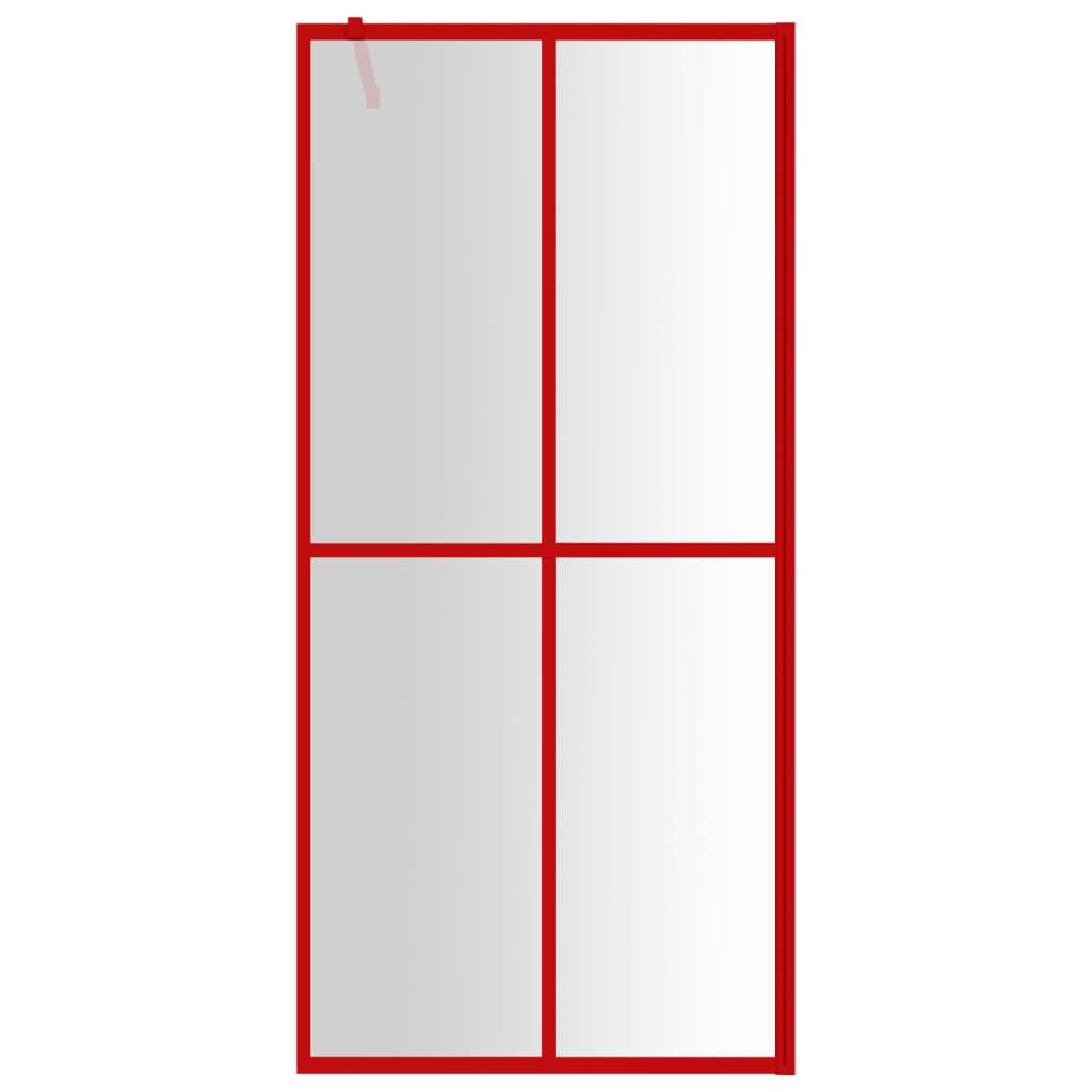 Vidaxl inloopdouchewand transparant 100x195 cm esg-glas rood