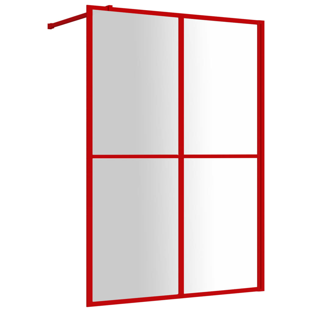 VidaXL Inloopdouchewand transparant 140x195 cm ESG-glas rood