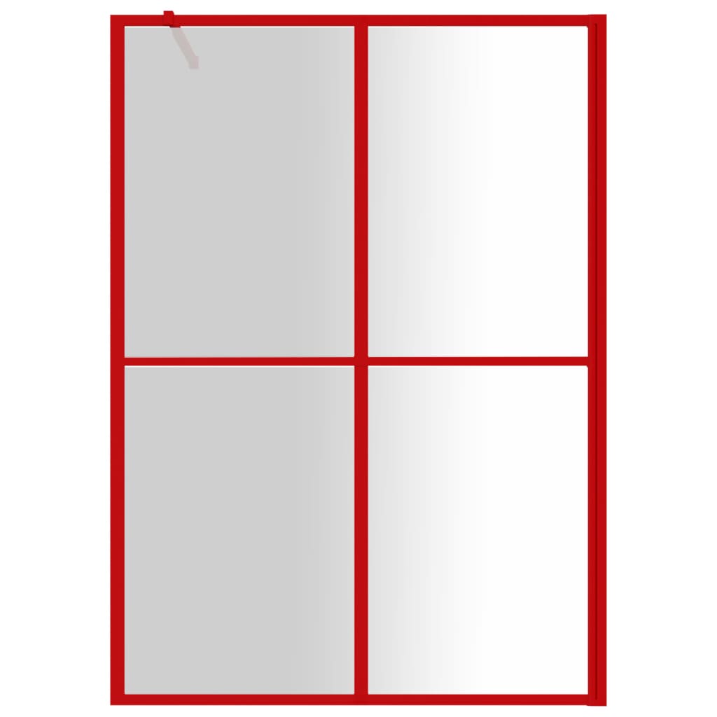 VidaXL Inloopdouchewand transparant 140x195 cm ESG-glas rood