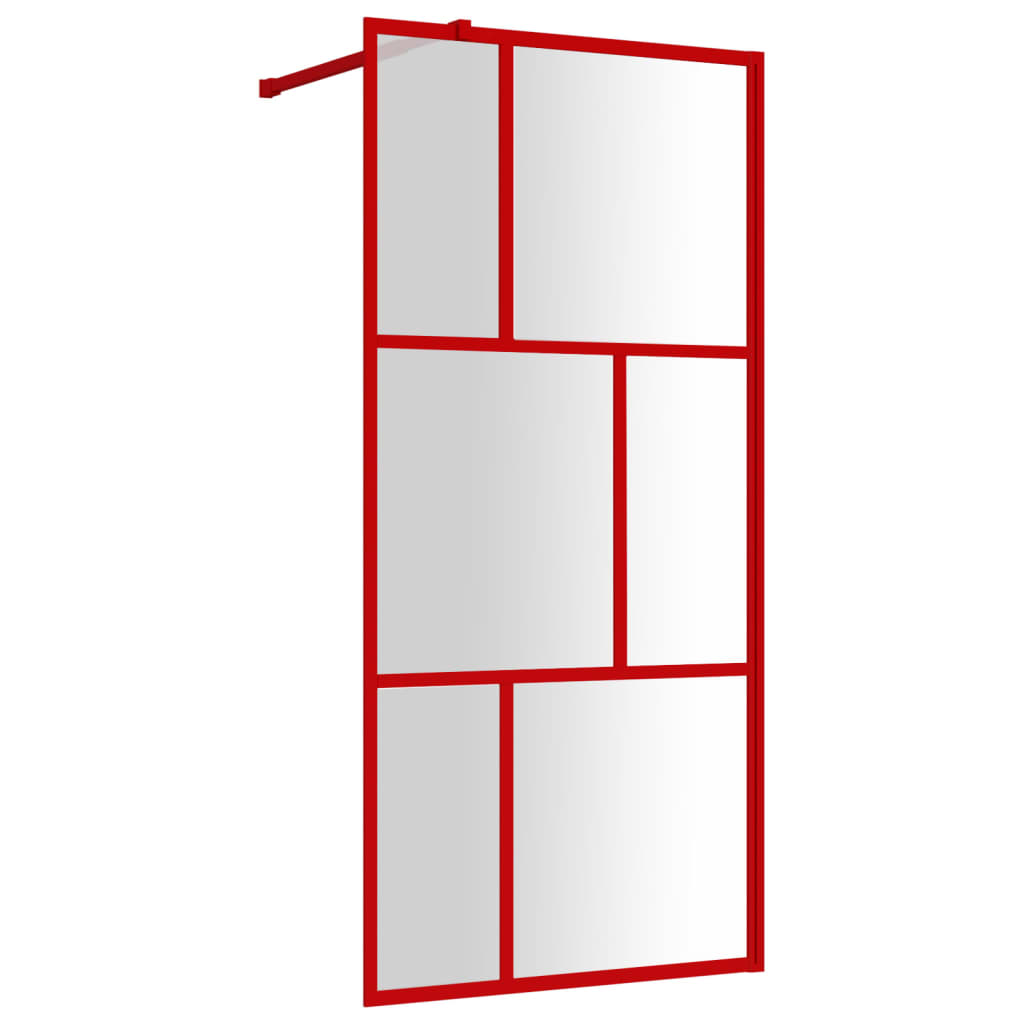 Vidaxl inloopdouchewand transparant 80x195 cm esg-glas rood