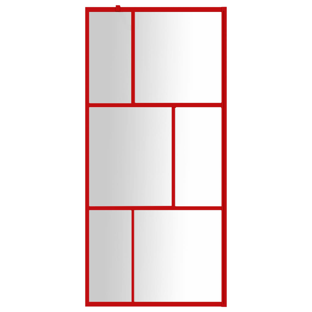 Vidaxl inloopdouchewand transparant 90x195 cm esg-glas rood