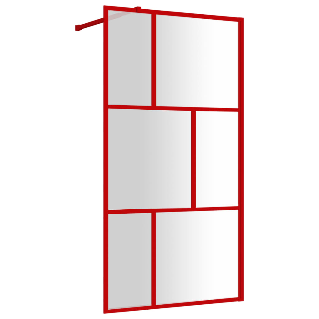 Vidaxl inloopdouchewand transparant 100x195 cm esg-glas rood