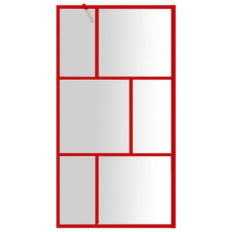 Vidaxl inloopdouchewand transparant 100x195 cm esg-glas rood