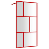 VidaXL Inloopdouchewand transparant 115x195 cm ESG-glas rood