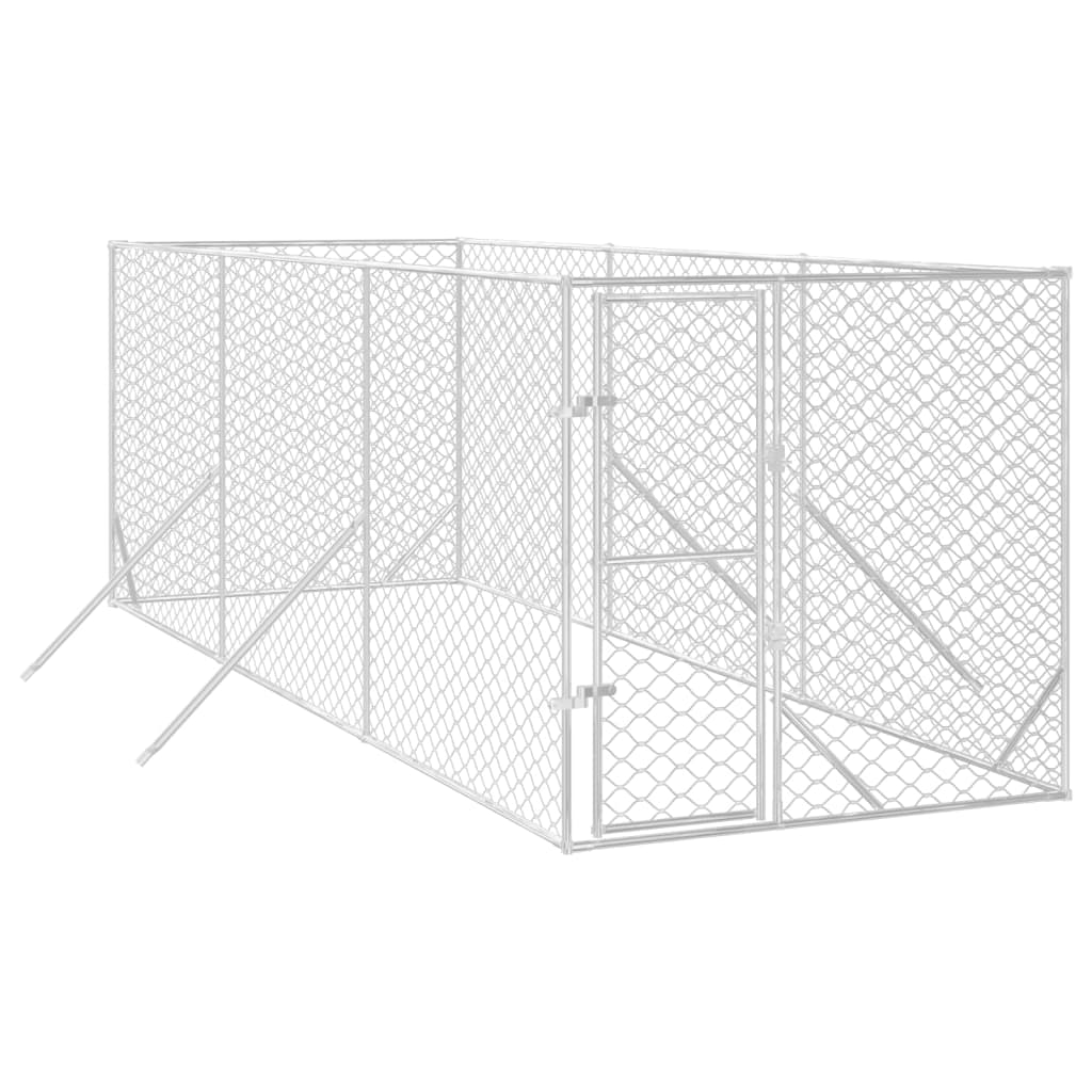 VidaXL Hondenkennel voor buiten 2x6x2 m gegalvaniseerd staal zilver