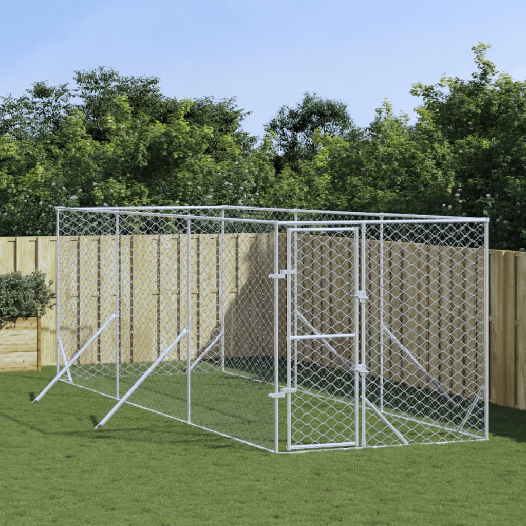 VidaXL Hondenkennel voor buiten 2x6x2 m gegalvaniseerd staal zilver